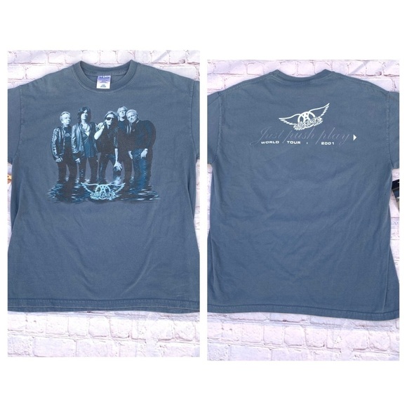 American Vintage Other - Vintage Aerosmith Just Push Play World Tour 2001 T-shirt 2 sided Deadstock Y2K
